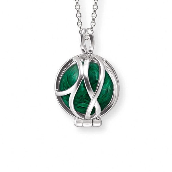 Smykke Amulett i rhodinert sølv med Malachite stein - 70629 Smykke Amulett i rhodinert sølv med Malachite stein - 70629