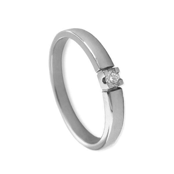 Alliansering i hvitt gull med 0,05 ct diamant- 8501005