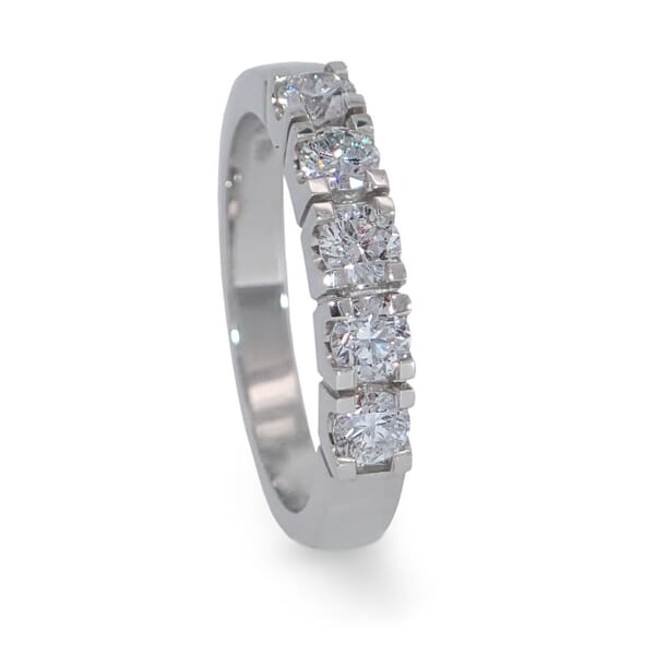 Alliansering i hvitt gull med 5 diamanter - 8505015 Alliansering i hvitt gull med 5 diamanter - 8505015