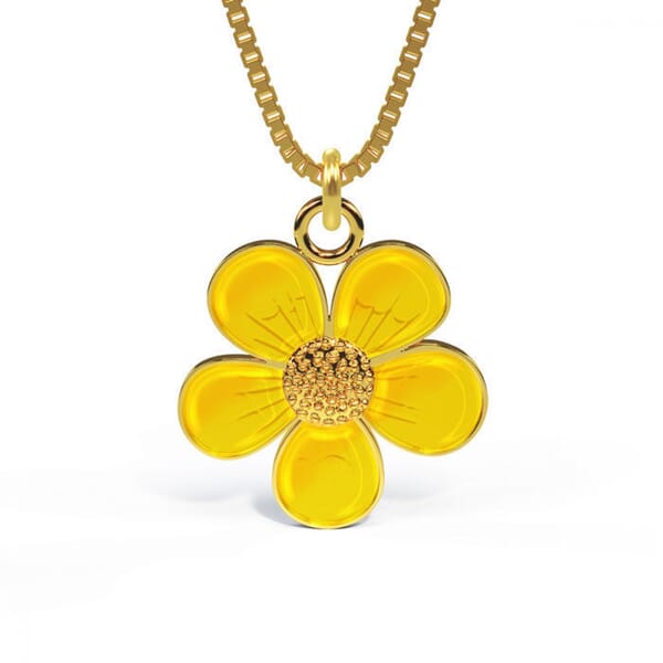 Smykke i forgylt sølv Gul smørblomst. LIV - 860509 Smykke i forgylt sølv Gul smørblomst. LIV - 860509