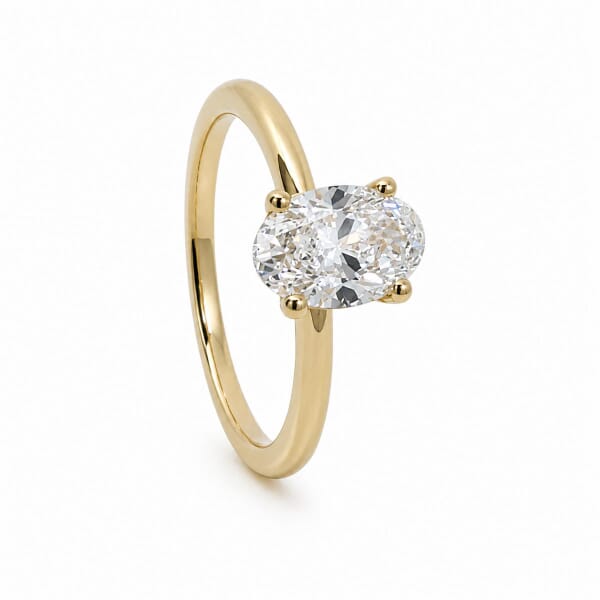 Forlovelsesring med Oval Lab Grown diamant i 1.00 ct og River (E) - VVS2 - ABR21638LGGG