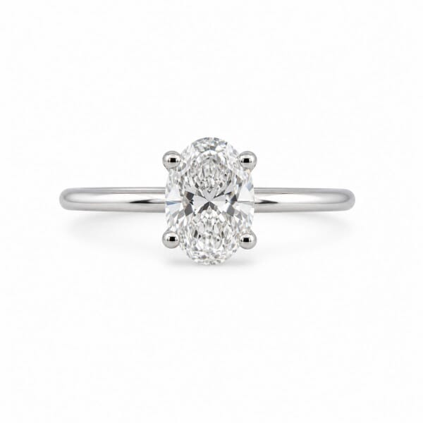 Forlovelsesring med Oval Lab Grown diamant i 1.00 ct og River (E) - VVS2 - ABR21638LGHG