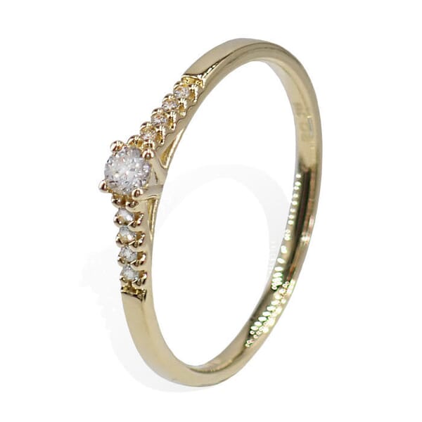 Diamantring i gult gull, 0.10 ct W-Si - BUR537850 Diamantring i gult gull, 0.10 ct W-Si - BUR537850