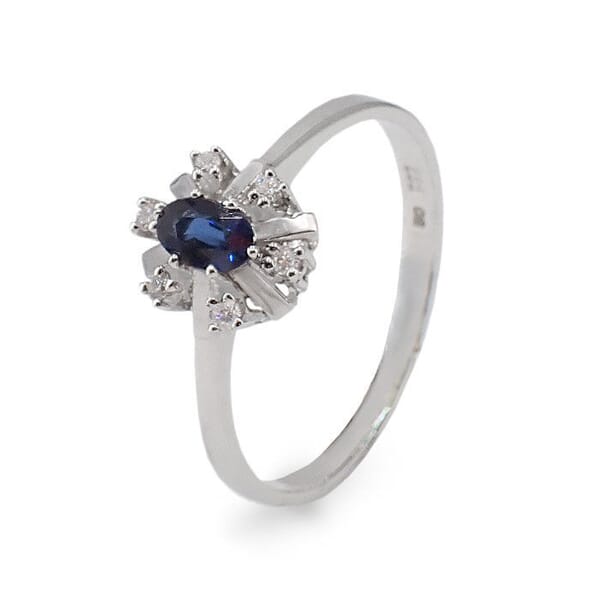 Diamantring i hvitt gull med 0,06 ct W-Si og safir - BUR5702860 Diamantring i hvitt gull med 0,06 ct W-Si og safir - BUR5702860