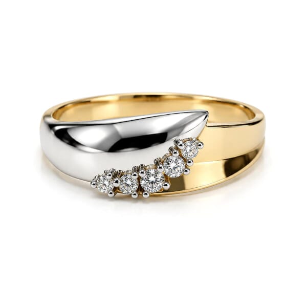 Diamantring - forlovelsesring i gult og hvitt gull med 0,06 ct W-Si - Bur538521 Diamantring - forlovelsesring i gult og hvitt gull med 0,06 ct W-Si - Bur538521