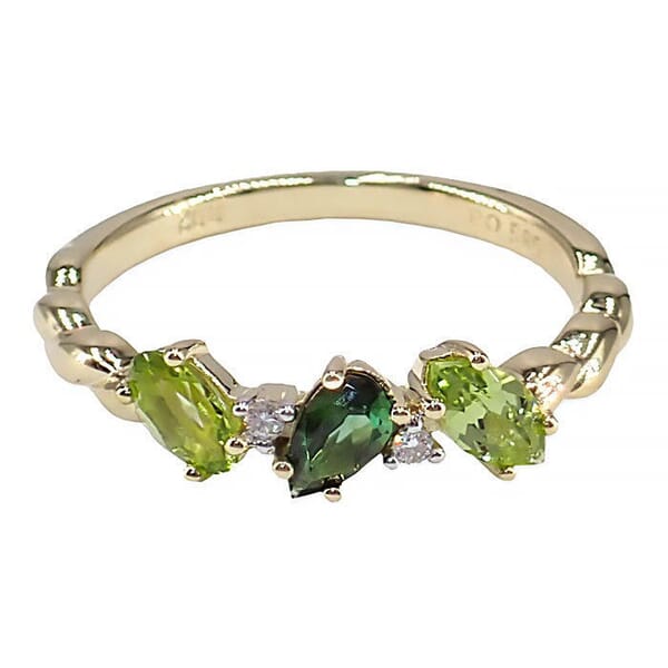 Diamantring i gult gull 0,02 ct W-Si med edelstener- Bur560798 Diamantring i gult gull 0,02 ct W-Si med edelstener- Bur560798