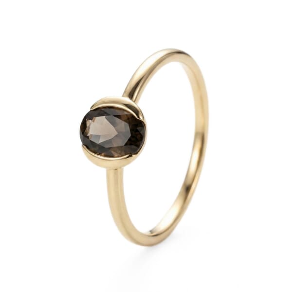 Gullring 14 kt med røykkvarts - bur620385 Gullring 14 kt med røykkvarts - bur620385