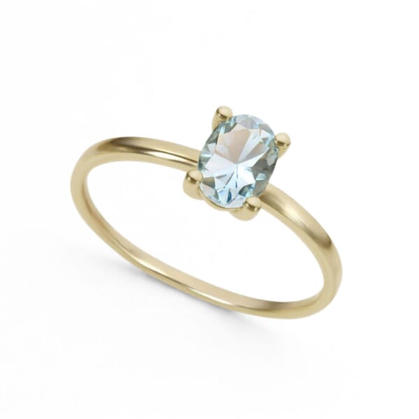Gullring i 14kt med Topas Sky Blue Oval - Bur620400gt Gullring i 14kt med Topas Sky Blue Oval - Bur620400gt