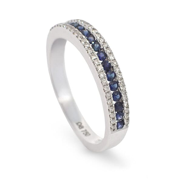 Diamantring i 14 kt gull med 0,16ct W-Si og med safirer - COC00390 Diamantring i 14 kt gull med 0,16ct W-Si og med safirer - COC00390