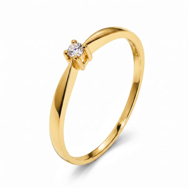 Diamantring forlovelsesring i gult gull 0,03 ct W-Si - COC00552g