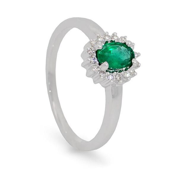 Diamantring i gull 14kt med smaragd og 0,10 ct TW-Si - COC5070784 Diamantring i gull 14kt med smaragd og 0,10 ct TW-Si - COC5070784