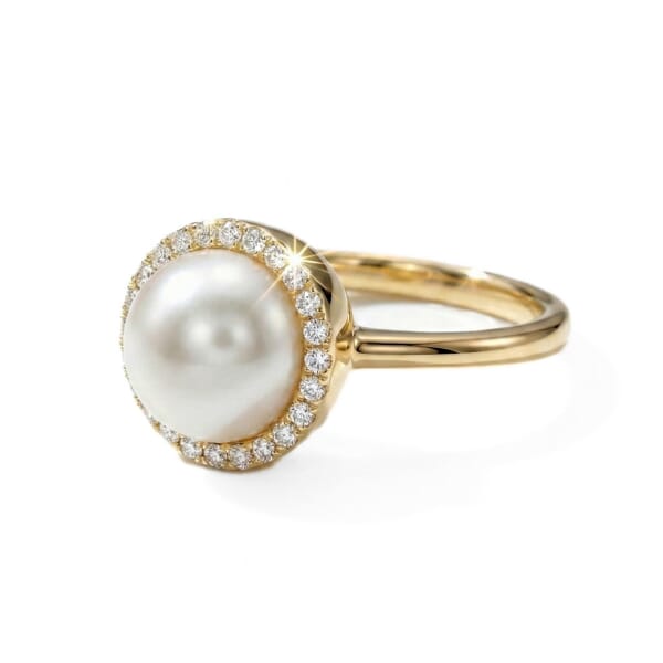 Gullring i gull 14kt med perle og 0,12 ct TW-Si - COC5070792 Gullring i gull 14kt med perle og 0,12 ct TW-Si - COC5070792