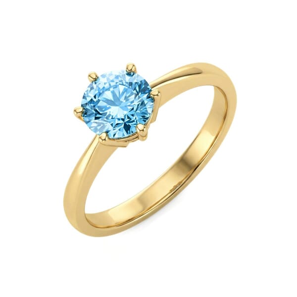Forlovelesring i gult gull14kt med blå Lab Grown diamant 0,68ct VVS2. Leticia - LG628442823