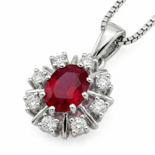 Diamantsmykke i gull med 0,12 ct TW-Si & rubin - bur272050rubin Diamantsmykke i gull med 0,12 ct TW-Si & rubin - bur272050rubin