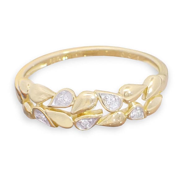 Diamantring i 14kt gult gull med 0,025 ct W-Si - bur538196 Diamantring i 14kt gult gull med 0,025 ct W-Si - bur538196