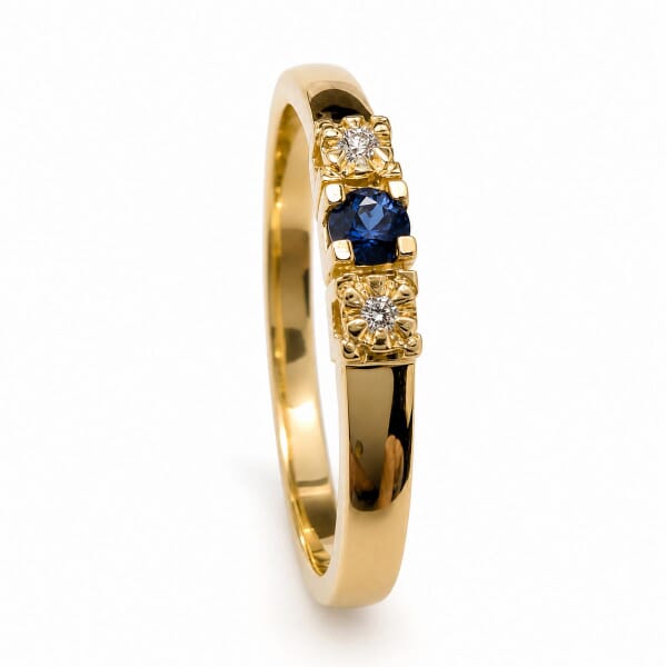 Gullring i 14kt med safir og diamanter 0.013 ct TW-Si - coc5000473s