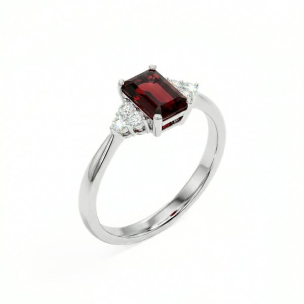 Hvittgullring med granat og diamanter 0.09 ct TW-Si - coc5000733 Hvittgullring med granat og diamanter 0.09 ct TW-Si - coc5000733