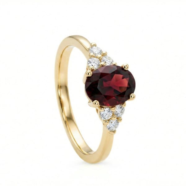 Gullring med granat og diamanter 0.19 ct TW-Si - coc5002117 Gullring med granat og diamanter 0.19 ct TW-Si - coc5002117