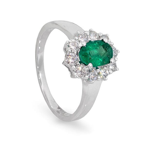 Diamantring i gull 14kt med smaragd og 0,56 ct TW-Si - coc5070257 Diamantring i gull 14kt med smaragd og 0,56 ct TW-Si - coc5070257